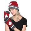 Belle Dame Maple Leaf Canadian Themed Winter Beanie Hat Mittens