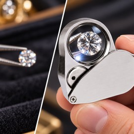 40X Jeweler's Loupe with LED & UV Light – Folding Pocket Magnifier for Jewelry, Coins, Stamps & Small Details