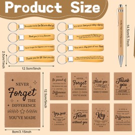 ULELE 48Pcs Thank You Notebooks Inspirational Employee Appreciation Gifts Bulk Thank You Ballpoint Pens Thank You Employees Keyring for Coworkers Staff Teacher Team Volunteer Social Worker