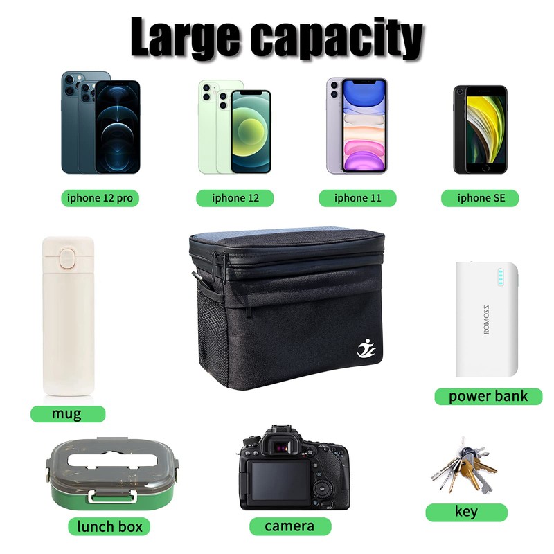 MKYRLX Bicycle Handlebar Bag, Insulated Lunch Bag, Portable with Touchscreen
