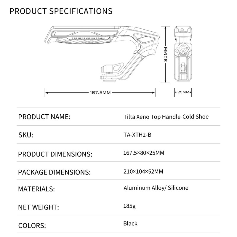Tilta Xeno Top Handle with Cold Shoe Mount - Black