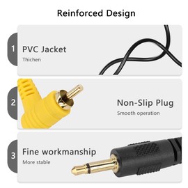 PNGKNYOCN 3.5mm Mono to RCA Cable ，90 Degree Right Angle RCA Male to 1/8 inch Male Audio Converter Cable for Speakers, Subwoofer,Amplifier（1.8M/6FT