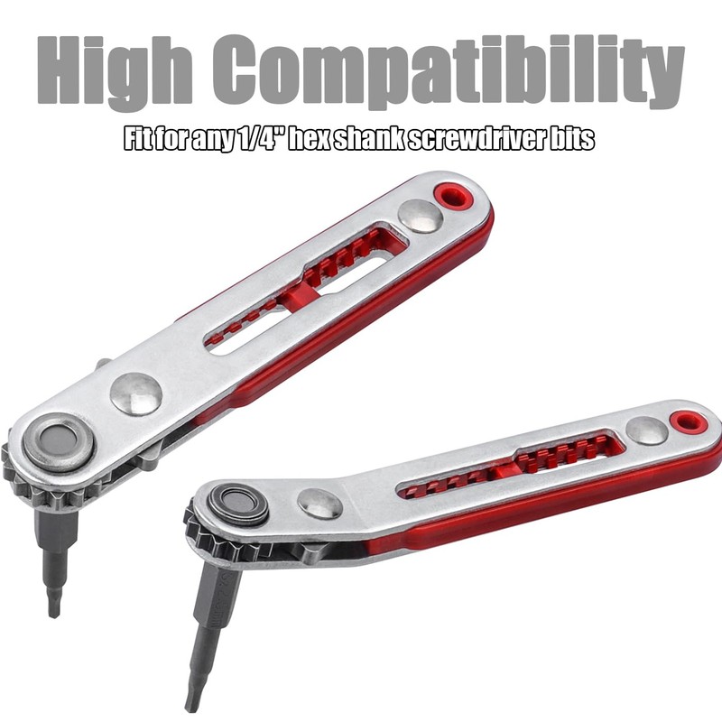 Bestgle 2 Pcs Mini Ratchet Wrench Set Flat Head &