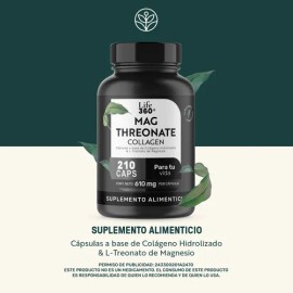 L-treonato De Magnesio Life 360+ Mag Threonate 210 Cápsulas A Base de Colágeno Hidrolizado Y Magnesio Suplemento Alimenticio