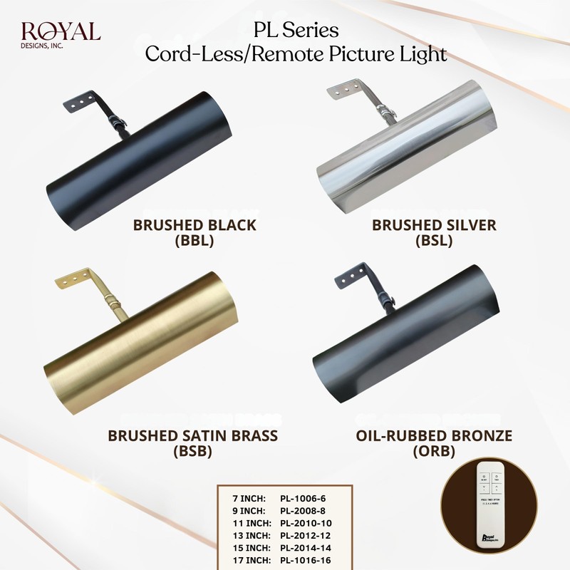 Royal Designs, Inc. Cordless Remote Control LED Picture Light, Dimmable