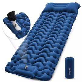 KING CAMP Outdoor Camping Sleeping Pad Inflatable Ultralight Mattress with Pillows - Dark Blue