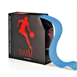 FlexU Kinesiology Tape - Blue, Bulk Uncut Roll (35 m Continuous, 5 cm Wide) - Cut-to-Size Sports Athletic Tape for Runners, Crossfit & Gym - Waterproof, Latex-Free, Hypoallergenic