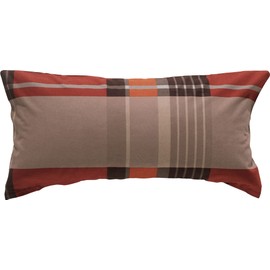 Erwin Müller Additional Cushion Cover, Maco Satin Checked Red/Brown, Size 40 x 80 cm, Easy to Iron, 100% Cotton, with Zip (Other Sizes)