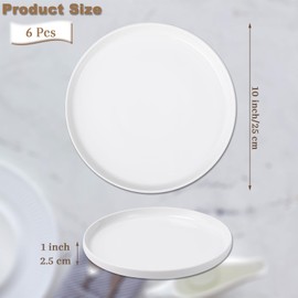 Tivcck 10 inch White Dinner Plates Set of 6, Ceramic Dinner Plates, Round Dessert Salad Plate, Porcelain Plate for Kitchen, Restaurant, Microwave, Oven & Dishwasher Safe, Scratch Resistant