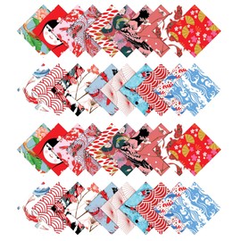 Soimoi Japanese Print Precut 5-inch Cotton Fabric Quilting Squares Charm Pack DIY Patchwork Sewing Craft-Red