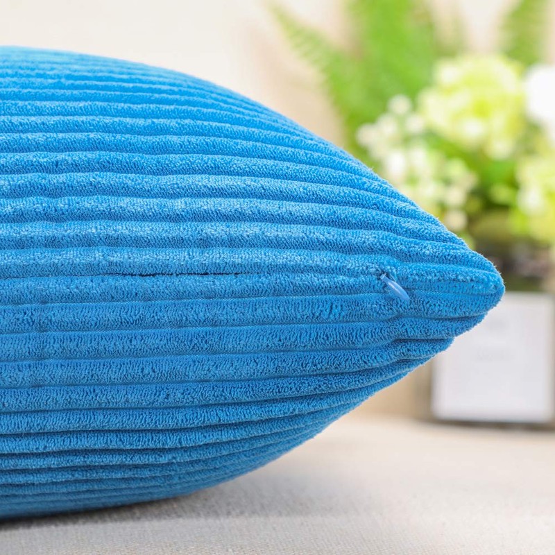 Artscope Cozy Striped Corduroy Pillow Covers Super Soft Decorative Square