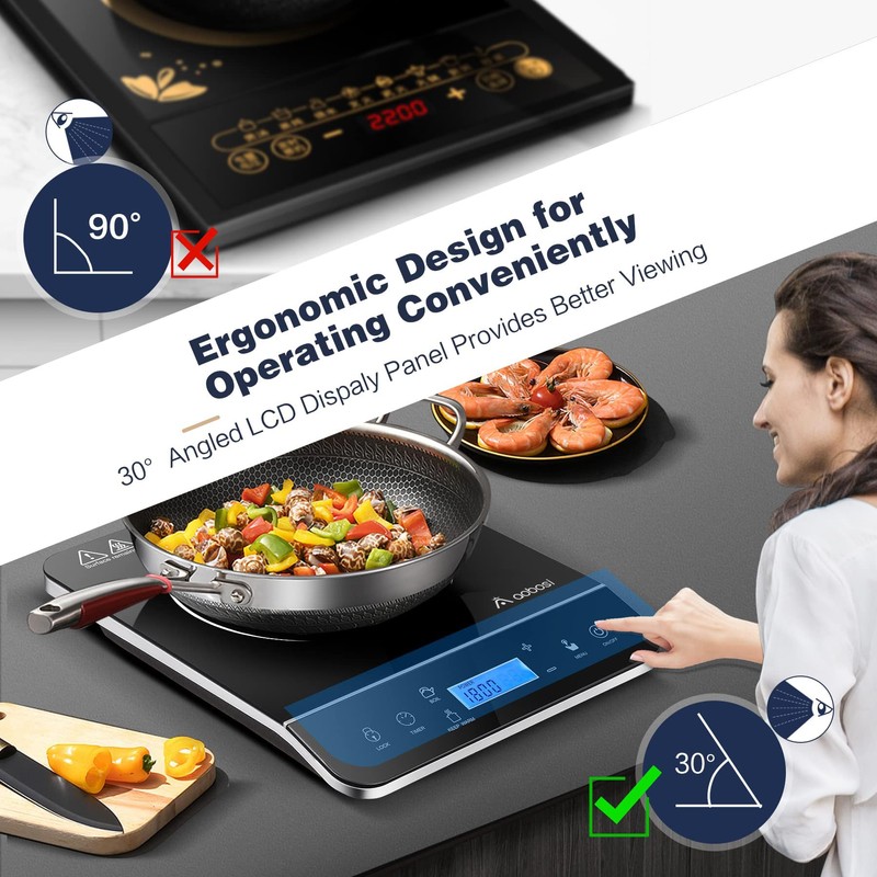 AAOBOSI Portable Induction Cooktop,1800W Induction Cooker with LCD Sensor Touch,