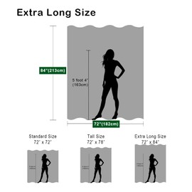 TAMGHO Extra Long Shower Curtain 84 inch Height, Crushed Velvet XL Shower Curtain Set with 12 Gold Hooks, Waterproof Thick Fabric, Machine Washable, 72W x 84H, Dark Green