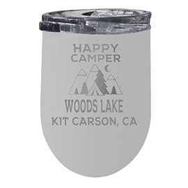 Woods Lake Kit Carson, Ca Souvenir 12 oz White Laser Etched Insulated Wine Stainless Steel Tumbler