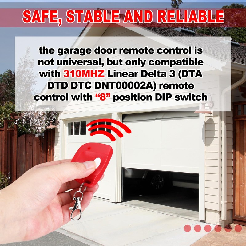 Kingdder 3 Pcs 8 Dip Switch 310mhz Garage Door Remote