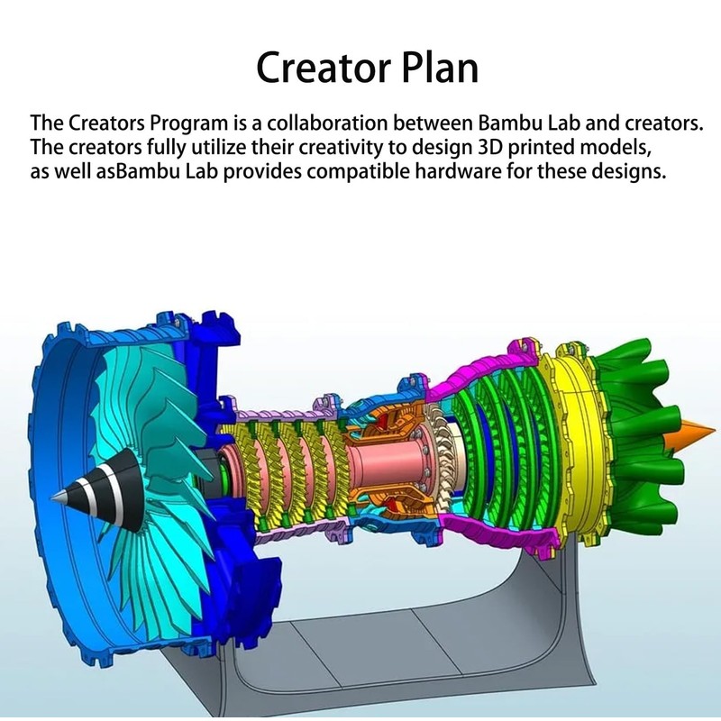 For Bambu Lab Makerworld MH006 Jet Engine Creative Model Kit