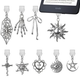 Kindle Charms, 9 Pack Charms for E-Readers, USB C Dust Plug Charm Compatible with USB C Charging Port, Gift for Reading Lovers, Teachers, Students, Kindle Accessories (Cool, for USB C Prot)