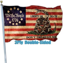 Dont Tread on Me Flag We The People 1776  Flags for Outside 3x5 Double Sided 4th of July Flag Outddor House Yard Decoration Banner - Color: 3Ply Flag, Size: One Size