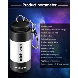 Mudder 12 Pieces Mini Keychain Flashlight Bulk Plastic Small Flashlights Handheld LED USB Rechargeable Waterproof Flashlight Pocket Tiny Torch for Emergency Camping Hiking Favor(White Light in White)