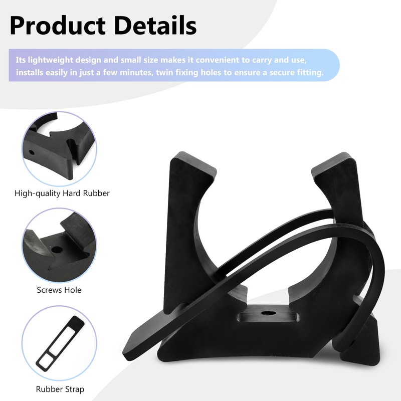 Boat Hook Holders, Black Rubber Spring Clamp Oar & Pole