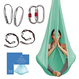 aum active Aerial Yoga Hammock - Durable Aerial Silk with Extension Straps, Carabiners, and Pose Guide - Aerial Silks for Home, Antigravity Yoga, Inversion Exercises, Yoga Starter Kit for All Levels