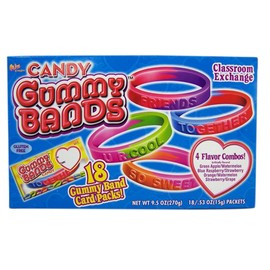 Flix Candy Gummy Bands Valentine's Treats Card Packs - 18 CT