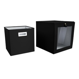 Martha Stewart Essential Collapsible Stackable Decorative Home Storage Cube Organization, Two Piece Set Includes One Front Flap-Lid Storage Organizer and One Craft Cube, Black