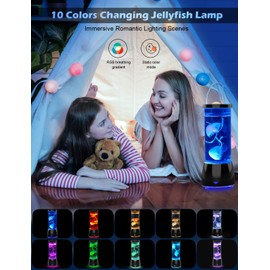 Soarling Jellyfish Lamp Bluetooth Speaker, Jelly Fish Light Lamp with White Noise, 10 Color Changing Jellyfish Aquarium with Speed Control, Sensory Mood Light for Relax, Gifts for Kids Girls Boys