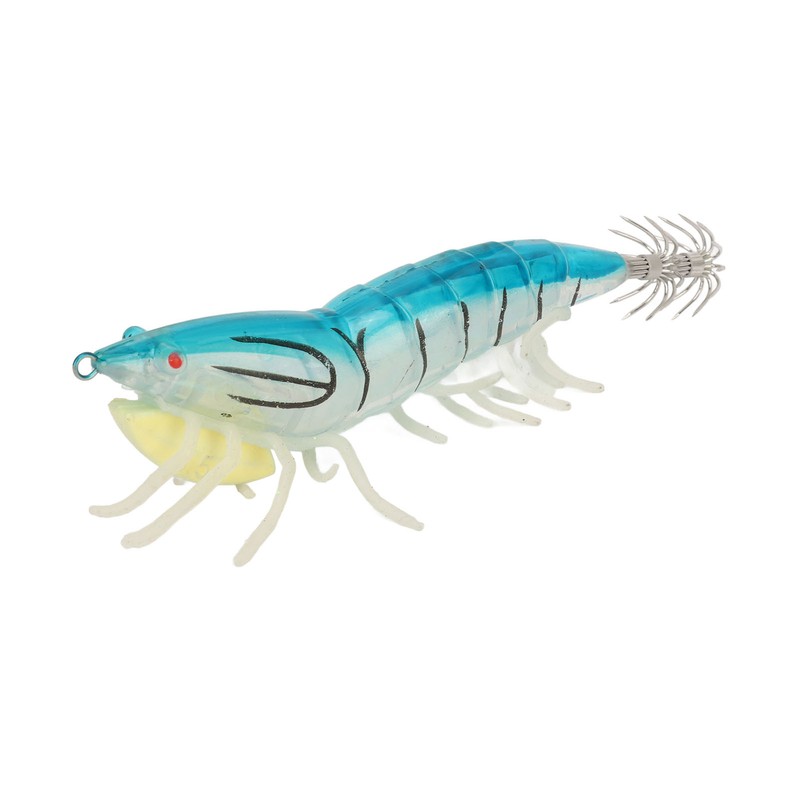 5pcs Wood Shrimp Bait Artificial with Counterweights Double Pileate Hooks