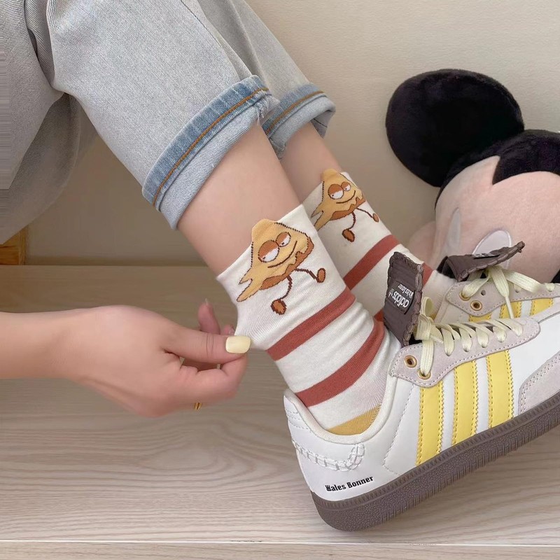 footdiary Women's Crew Socks Cute Bear Cat Floral Soft Fancy