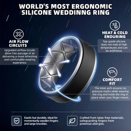 Egnaro Silicone Rings for Men 1/4/5/6/7 Multipack of Breathable Mens Silicone Rubber Wedding Rings Bands - Step Edge