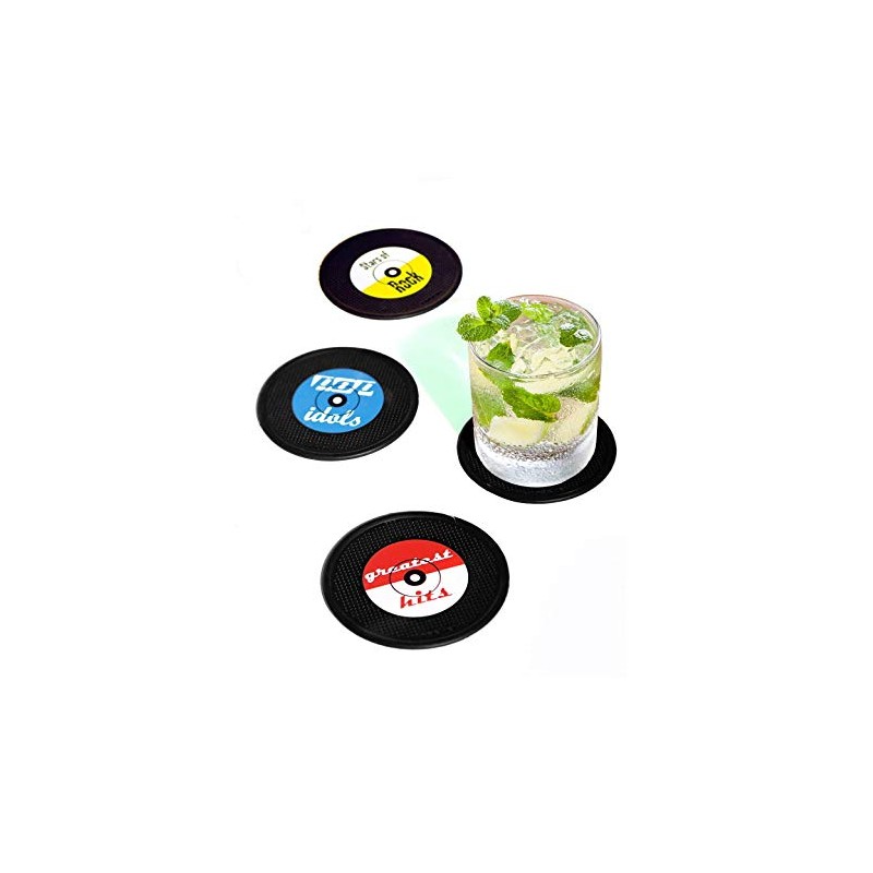 Long Drink Set of 4 Retro Vinyl Record Shaped Drink