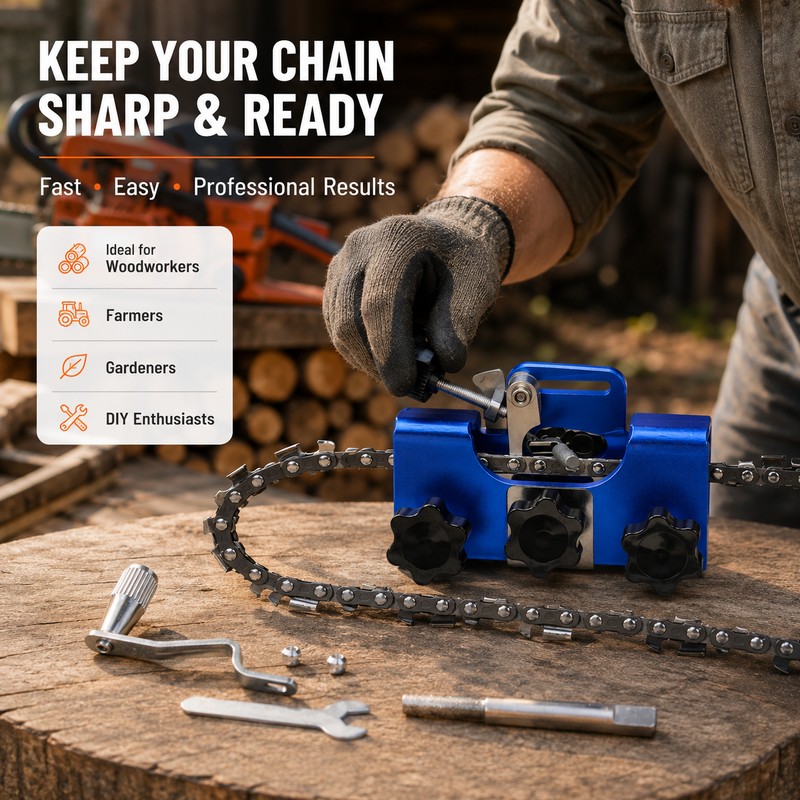 Portable Chainsaw Sharpener Jig for Chain Maintenance – Hand-Crank Sharpening