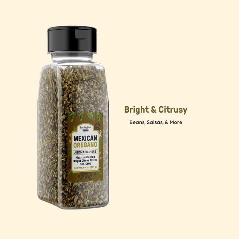 Unpretentious Mexican Oregano, 6.4 oz, Aromatic & Flavorful, Mexican Cuisine,