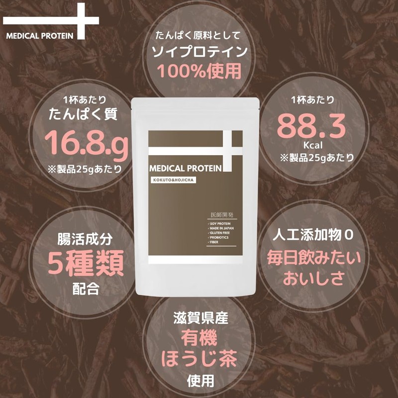 メディカルプロテイン ソイプロテイン ほうじ茶 国内製造 無添加 櫻井夏子 杉山産婦人科 750g