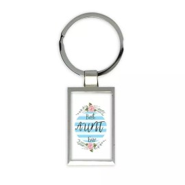 Gift Keychain : Best AUNT Ever Christmas Cute Birthday Stripes Blue