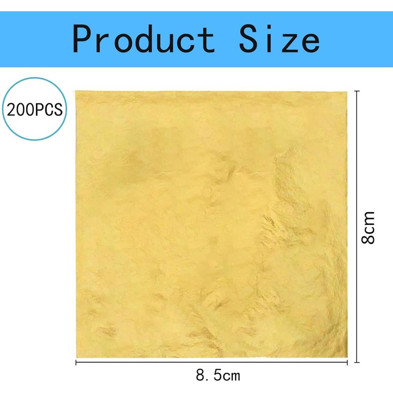 200 Sheets Gold Leaf Sheets Gold Leaf Foil Paper for