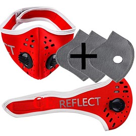 Set of masks - face mask, anti-dust, with 3 filters, with 5 layers of filters, unisex masks, running mask, dust protection, cycling, reflective safety mask, outdoor CE 4sold, red