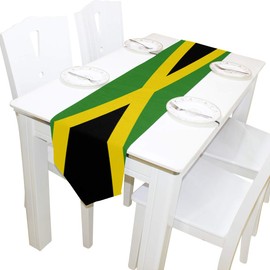 poeticcity Jamaica Flag Double Sided Oblong 13 X 90 inches Table Runner for Wedding Dining Room Kitchen Table Cloth Home Decor