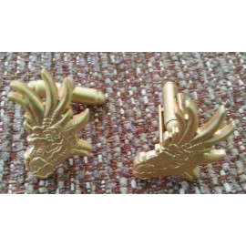 SMAUG DRAGON HEAD (misty gold plate) Cuff Links - GAME OF THRONES HOBBIT DRAGON