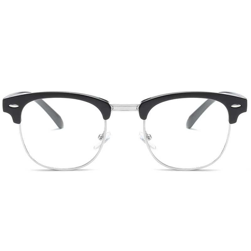 aisswzber Fashion Vintage Classic Semi-Rimless Half Frame Clear Lens Glasses