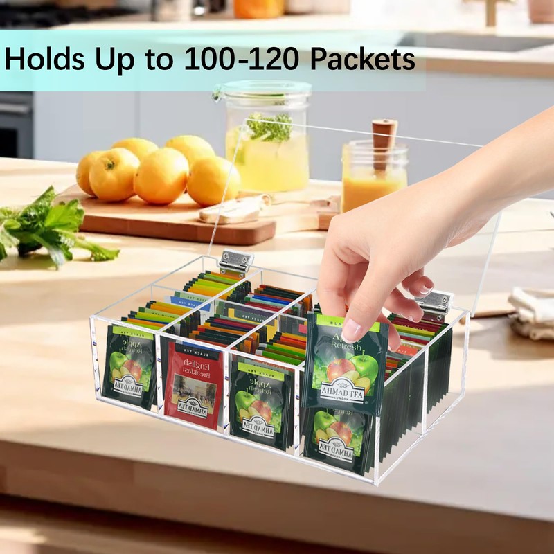 Beitiny Tea Bag Organizer, Acrylic Tea Bag Holder, Clear Tea
