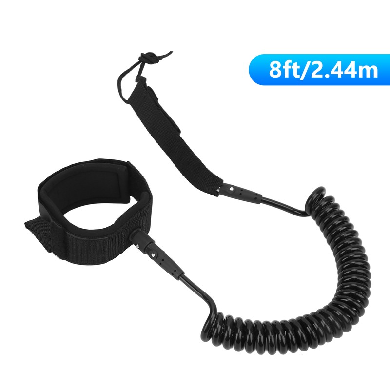 Surfboard Leash High Elasticity TPU Black Adjustable Coiled Surfing Leg