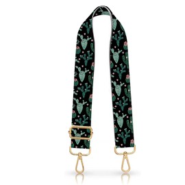 DANHRO Wide Purse Strap Replacement Crossbody Handbag Shoulder Strap Adjustable Bag Straps Replacement (Luxury Black Cactus)