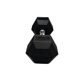 GYMENIST Single Hex Rubber Dumbbell with Metal Handles Exercise Heavy Dumbbell Workout Weights Sold As Singles (25-LB Pair), Black