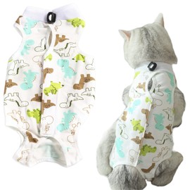HACRAHO Recovery Suit for Cat, 1 PCS Lovely Dinosaur Pet Surgical Recovery Suit Pet E-Collar Alternative for Small Medium Pets, L