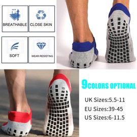 ZANZER (3 Pairs) Non Slip Socks Football Anti Slip Sport Socks Fashion Pilates Cotton Non Slip Athletic Yoga Hospital Slipper Socks 3, Black + Black + Black)