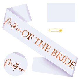 Generic Mother of The Bride Sash with Rose Gold Foil, White Bachelorette Party Sash for Bridal Shower Engagement Supplies Gifts Wedding Accessories for Bride to Be's Mother