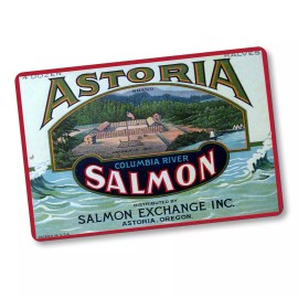 Brotherhood Astoria Columbia River Salmon Can Label Sign Design 8x12 In. Aluminum Sign