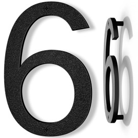 Yafimea 20 cm House Number, Black, Large Weatherproof Plastic House Number with Screw Mounting, 3D Floating Effect for Outdoor, Wall or Fence (6/9)